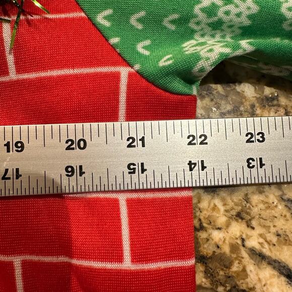 Dec.25th Ugly Christmas Pajama Red Fireplace with Stockings and Tinsel Back Zip - Picture 11 of 11